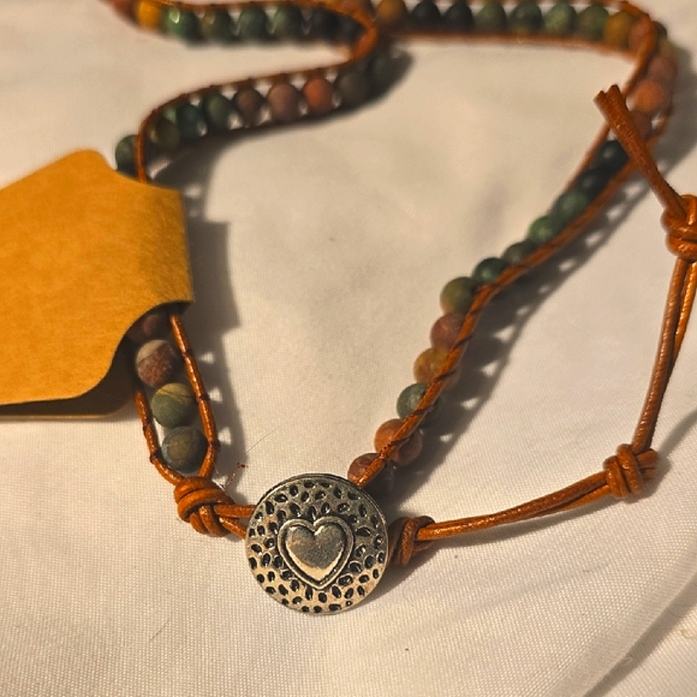 Bohemian Heart Charm Beaded Necklace